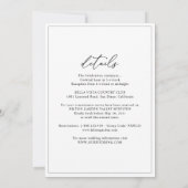 Elegant Script Black and White All-in-One Weddensc Kaart (Achterkant)