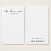 Elegant Script Black and White Earring Holder Card Visitekaartje (Voorkant /achterkant)