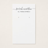 Elegant Script Black and White Earring Holder Card Visitekaartje (Voorkant)