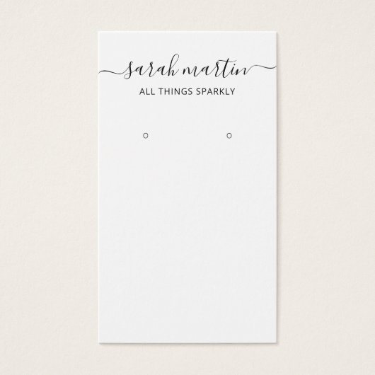 Elegant Script Black and White Earring Holder Card Visitekaartje (Voorkant)