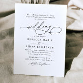 Elegant Script Black and White Minimal Wedding Kaart