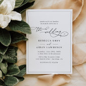 Elegant Script Black and White Wedding Invitation Kaart