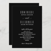 Elegant Script Black and White Wedding Invitations (Voorkant / Achterkant)