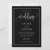 Elegant Script Black and White Wedding Kaart (Voorkant)