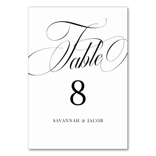 Elegant Script Black and White Wedding Kaart (Voorkant)