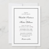Elegant Script Black and White Wedding Kaart (Voorkant)