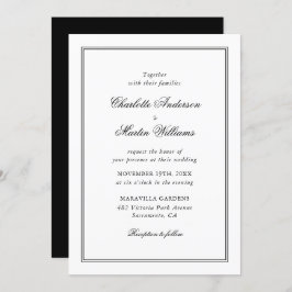 Elegant Script Black and White Wedding Kaart