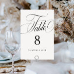 Elegant Script Black and White Wedding Kaart<br><div class="desc">Elegant Script Zwart-wit Trouwtafelnummer heeft een groot,  vet script en elegante styling.</div>
