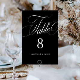 Elegant Script Black and White Wedding Kaart