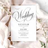 Elegant Script Black and White Wedding Kaart