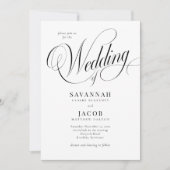 Elegant Script Black and White Wedding Kaart (Voorkant)