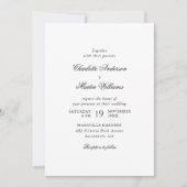 Elegant Script Black and White Wedding Kaart (Voorkant)