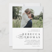 Elegant Script Black and White Wedding Kaart (Voorkant)