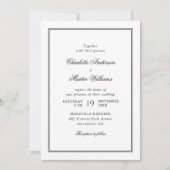 Elegant Script Black and White Wedding Kaart (Voorkant)