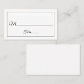 Elegant Script Black and White Wedding Plaatskaartje (Voorkant / Achterkant)