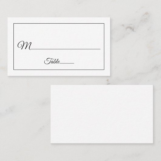 Elegant Script Black and White Wedding Plaatskaartje (Voorkant / Achterkant)