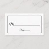 Elegant Script Black and White Wedding Plaatskaartje (Voorkant)