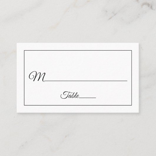Elegant Script Black and White Wedding Plaatskaartje (Voorkant)