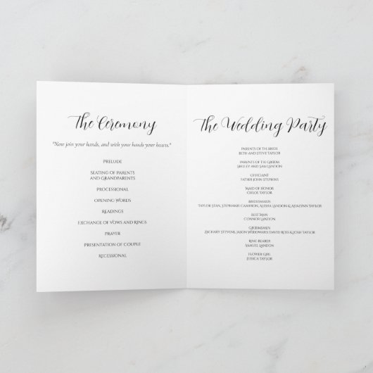 Elegant Script Black and White Wedding Program Programma (Binnen)
