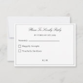 Elegant Script Black and White Wedding RSVP Kaartje (Achterkant)