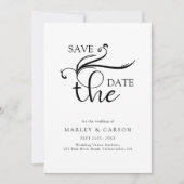 Elegant Script Black and White Wedding Save The Date (Voorkant)