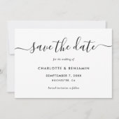 Elegant Script Black and White Wedding Save The Date (Voorkant)