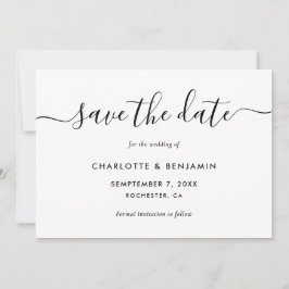 Elegant Script Black and White Wedding Save The Date