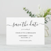 Elegant Script Black and White Wedding Save The Date (Staand voorkant)
