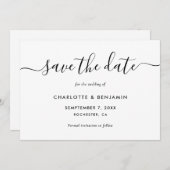 Elegant Script Black and White Wedding Save The Date (Voorkant / Achterkant)