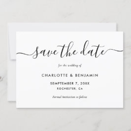 Elegant Script Black and White Wedding Save The Date
