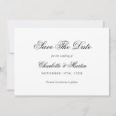 Elegant Script Black and White Wedding Save The Date (Voorkant)