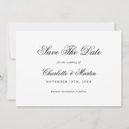 Elegant Script Black and White Wedding Save The Date