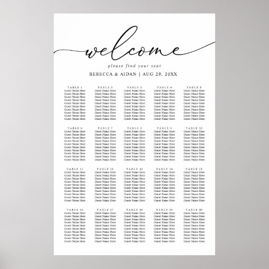 Elegant Script Black and White Wedding Seding Poster (Voorkant)