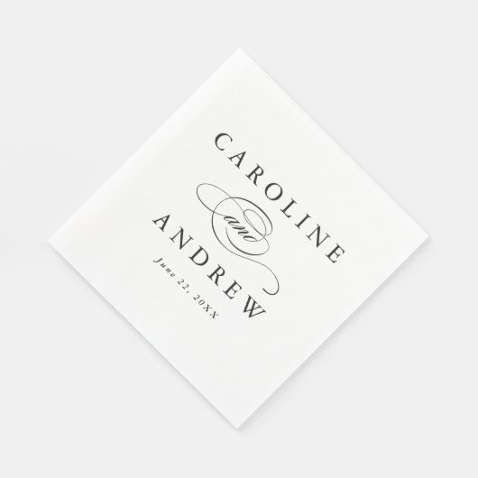 Elegant Script Black and White Wedding Servetten (Hoek)