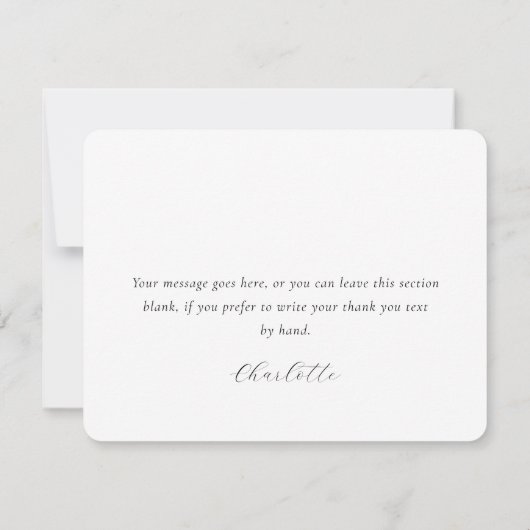 Elegant Script Black and White Wedding Shower Bedankkaart (Achterkant)