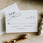 Elegant Script Black and White Wedding Simple RSVP Kaartje<br><div class="desc">Deze aanpasbare RSVP-kaart is ontworpen om te coördineren met het Romantische collectie voor de bruiloft van het Manuscript. Deze kaart bevat een veeleisende tekst voor de calligrafie van het script die is gekoppeld aan een klastige serif- en moderne sans-lettertype in het zwart. Overeenkomende objecten beschikbaar.</div>