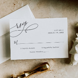 Elegant Script Black and White Wedding Simple RSVP Kaartje