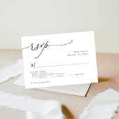 Elegant Script Black and White Wedding Simple RSVP Kaartje