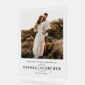 Elegant Script Black and White Wedding Welcome Acryl Bord (Hoek)