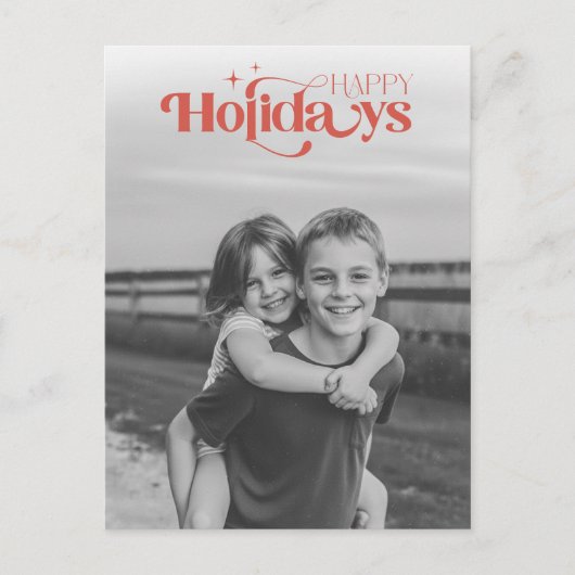 Elegant Script Black Children Photo Christmas Feestdagenkaart (Voorkant)