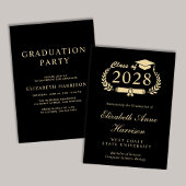 Elegant Script Black College Graduparty Kaart