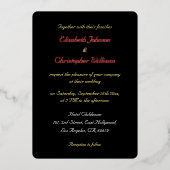 Elegant Script Black Custom Weddenschap Roos Gold Folie Uitnodiging (Voorkant)