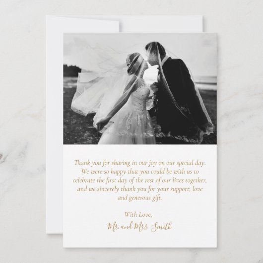 Elegant Script Black en Gold 6 Photo Collage Bedankkaart (Achterkant)