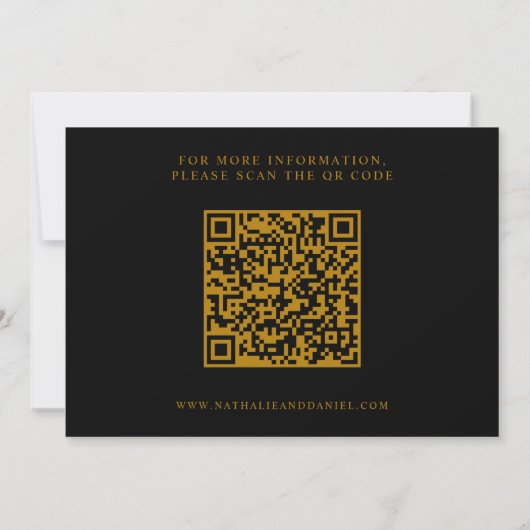 Elegant Script Black en Gold QR Code Weddenschap Save The Date (Achterkant)