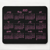 Elegant Script Black en Roze Agenda 2023 Muismat (Voorkant)