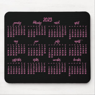 Elegant Script Black en Roze Agenda 2023 Muismat