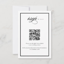 Elegant Script Black en Wedding QR-code RSVP Kaartje