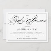 Elegant Script Black en White Baby shower Kaart (Voorkant)