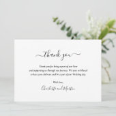 Elegant Script Black en White Bedankkaart (Staand voorkant)