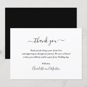 Elegant Script Black en White Bedankkaart